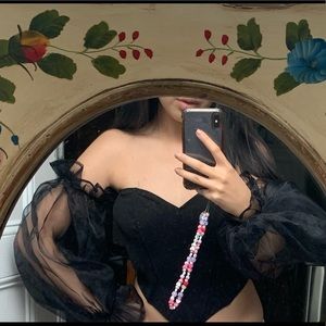 Black off the shoulder corset